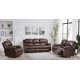Living Room Suite 3pc, 5 Recliner with Console- Grey & Brown