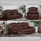 Renzo 3pc Living Room Suite with 5 Manual Recliner, Console and Single Glider- Brown