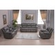 Living Room Suite 3pc, 5 Recliner with Console- Grey & Brown