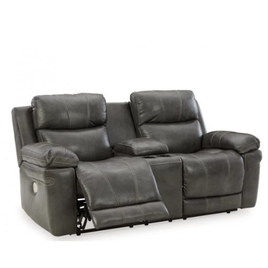 Living Room Suite 3pc, 5 Recliner with Console- Grey & Brown
