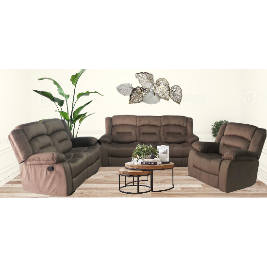 Living Room Suite 3pc, 5 Recliner with Single Glider
