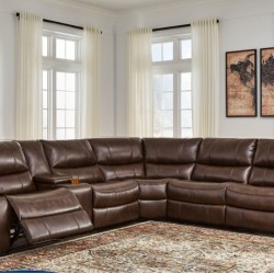 Living Room Sectional, 3 Recliner (2 Powered, 1 Manual) with Console