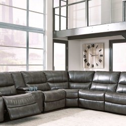 Living Room Sectional, 3 Recliner (2 Powered, 1 Manual) with Console