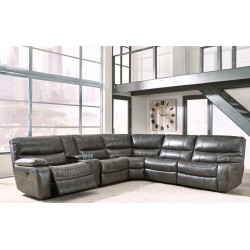 Living Room Sectional, 3 Recliner (2 Powered, 1 Manual) with Console