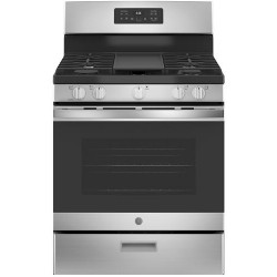 GE 30" 5 Burner Gas Range, S/Steel with Heavy Potrest